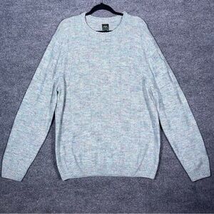 Soft Cloth Mens XL Blue Multicolor Wool Linen Pullover Checkered Knit Sweater